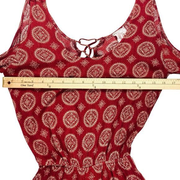 Sadie & Sage Cold Shoulder Bell Sleeve Romper S Burgundy Bohemian Beach Jumpsuit - Picture 8 of 14
